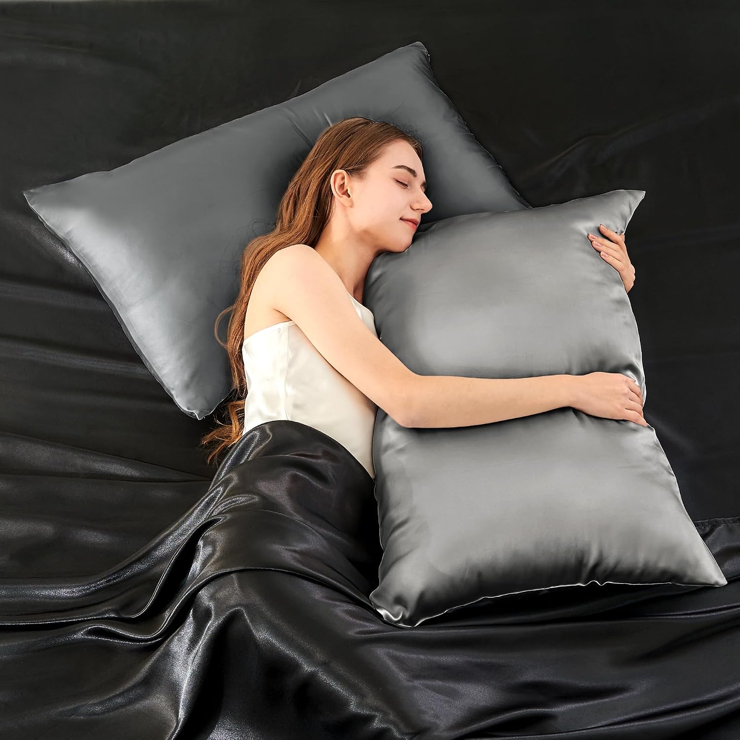 Infiixso Mulberry Silk Pillowcase for Hair and Skin, Silk Pillow Cases Standard Size with Hidden Zipper 20x26 Inches, Smooth and Soft Cooli…
