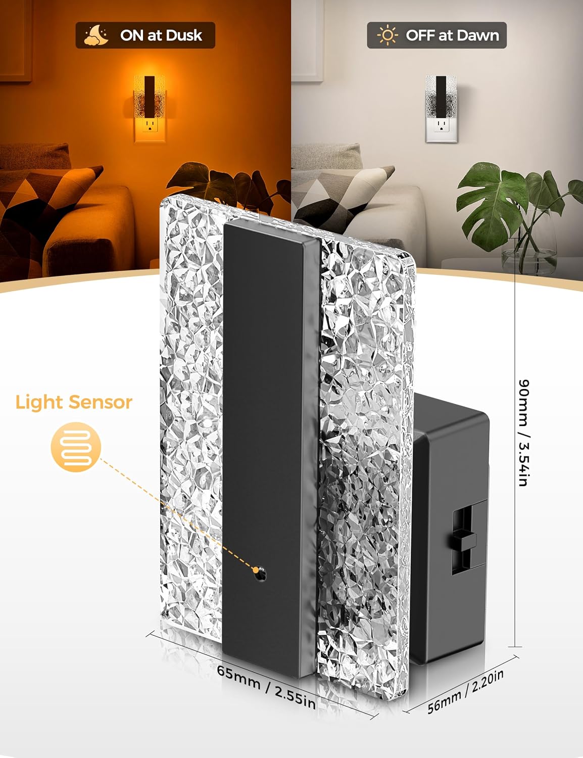 DORESshop LED Night Lights Plug Into Wall [2 Packs], Decorative Night Light with Dusk-to-Dawn Sensor, Dimmable Nightlights, Adjustable Brig…