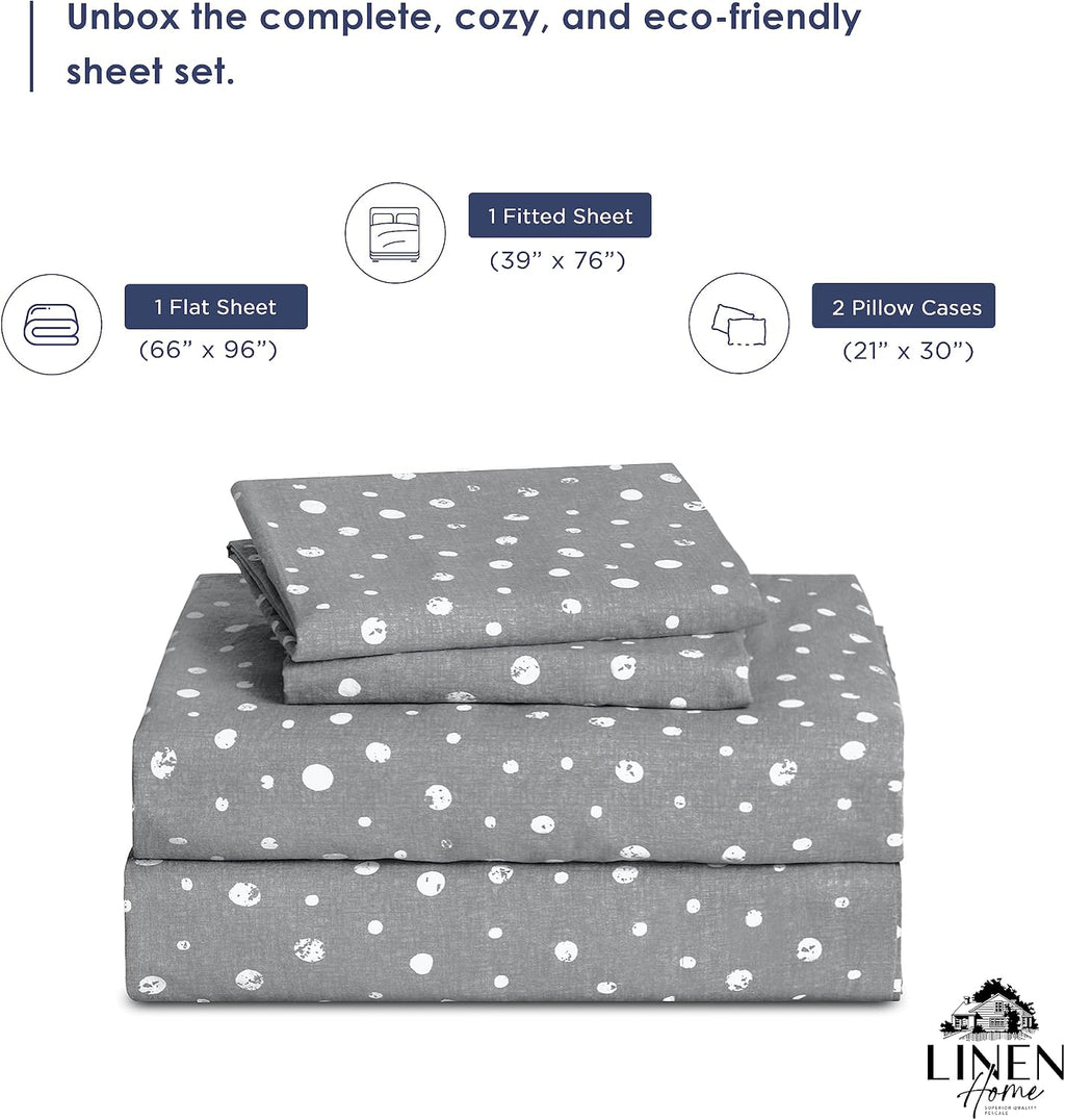 Linen Home Cotton Lyocell Blend Percale Sheet Set Twin Size - 3 Piece Deep Pocket Bedding, Pre-Washed & Shrunk, Crisp Cooling Fabric…