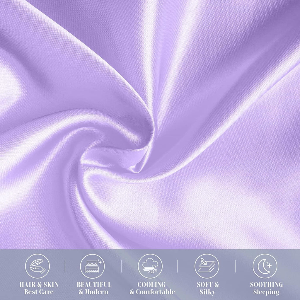 Elegantcomfort Elegant Comfort 2-Pack King Size Silky Smooth Viscose Satin Pillowcase Set with Hidden Zipper Closure, Lilac