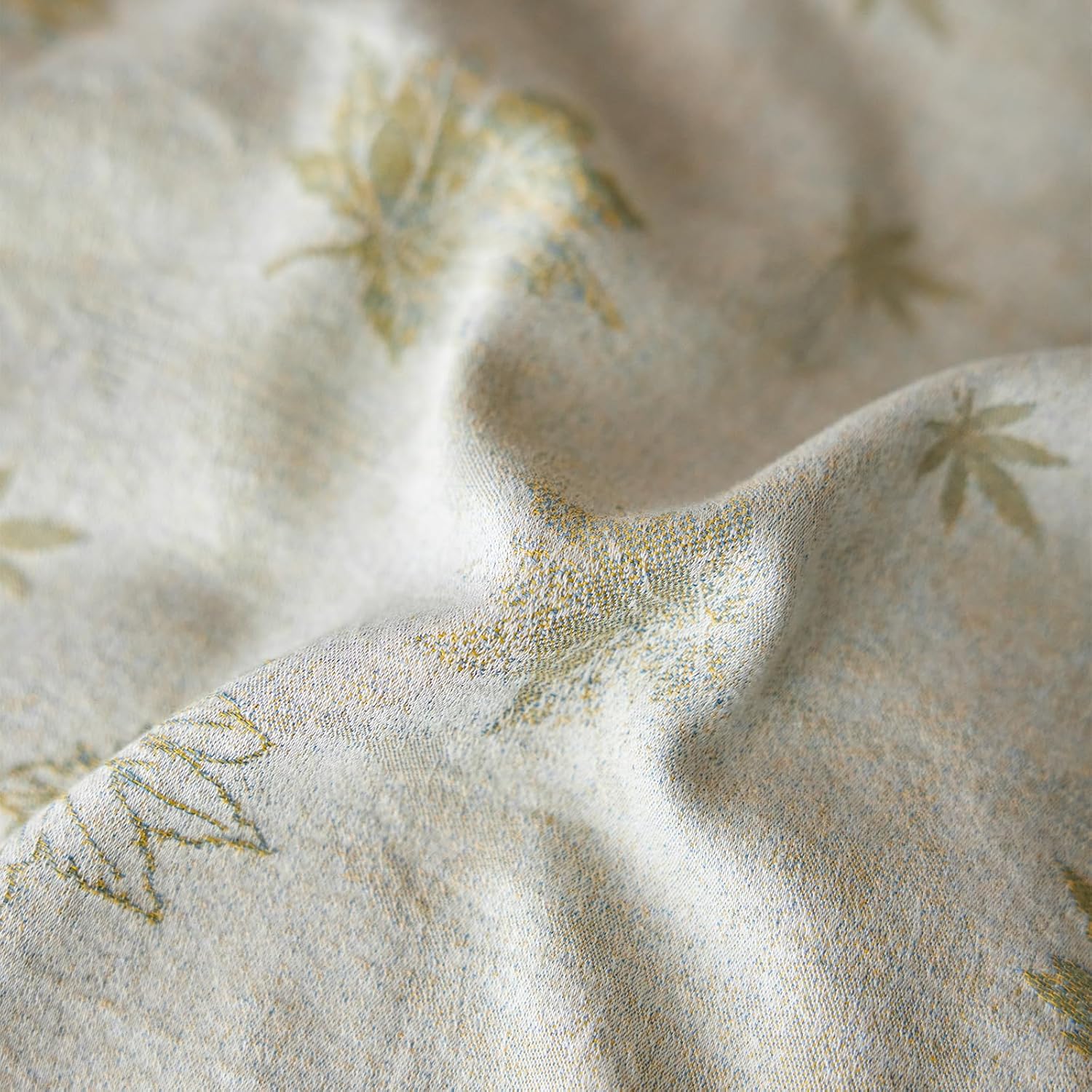 mixinni Yarn-Dyed Jacquard Duvet Cover King, Green Botanical Leaf Print 3-Piece Bedding Set with Wide Edge Piping, Soft Breathable Double L…