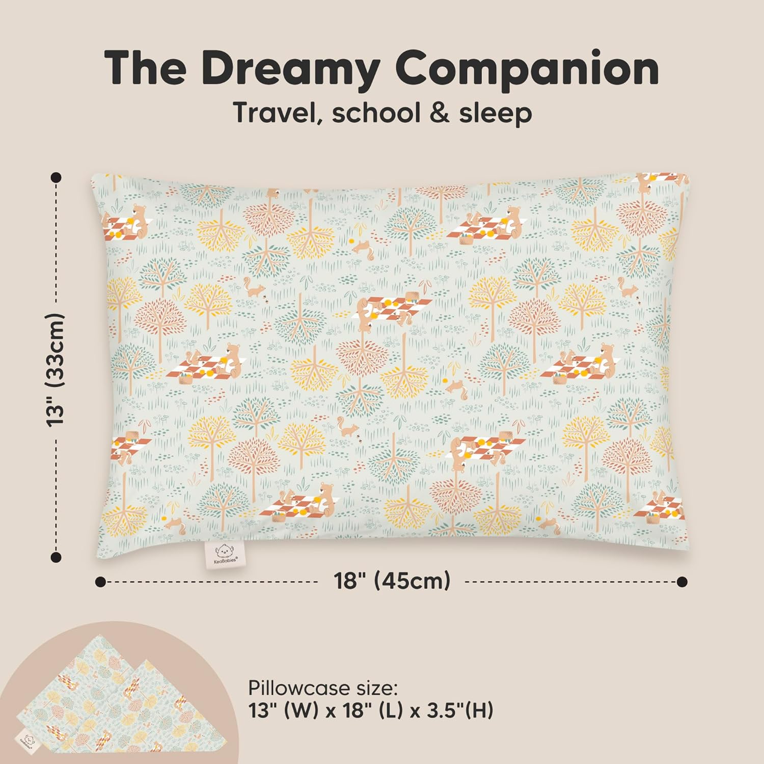 Toddler Pillow with Pillowcase - 13x18 My Little Dreamy Kids Travel Bed Pillows for Sleeping, Organic Cotton Small Pillowcase, Soft &…