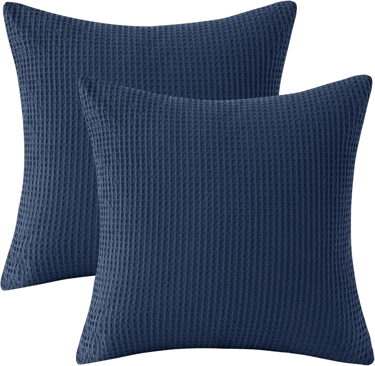 Phf 100% Cotton Waffle Weave Throw Pillow Cover, 24" x 24", No Filling, 2 Pack Elegant Home Decorative Square Throw Pillow Covers for Bed C…