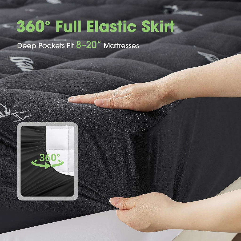Grusign Mattress Pad King Size, Cooling Pillow Top Mattress Topper, Ultra Soft Viscose from Bamboo, Breathable for Hot Sleepers, Deep Pocke…