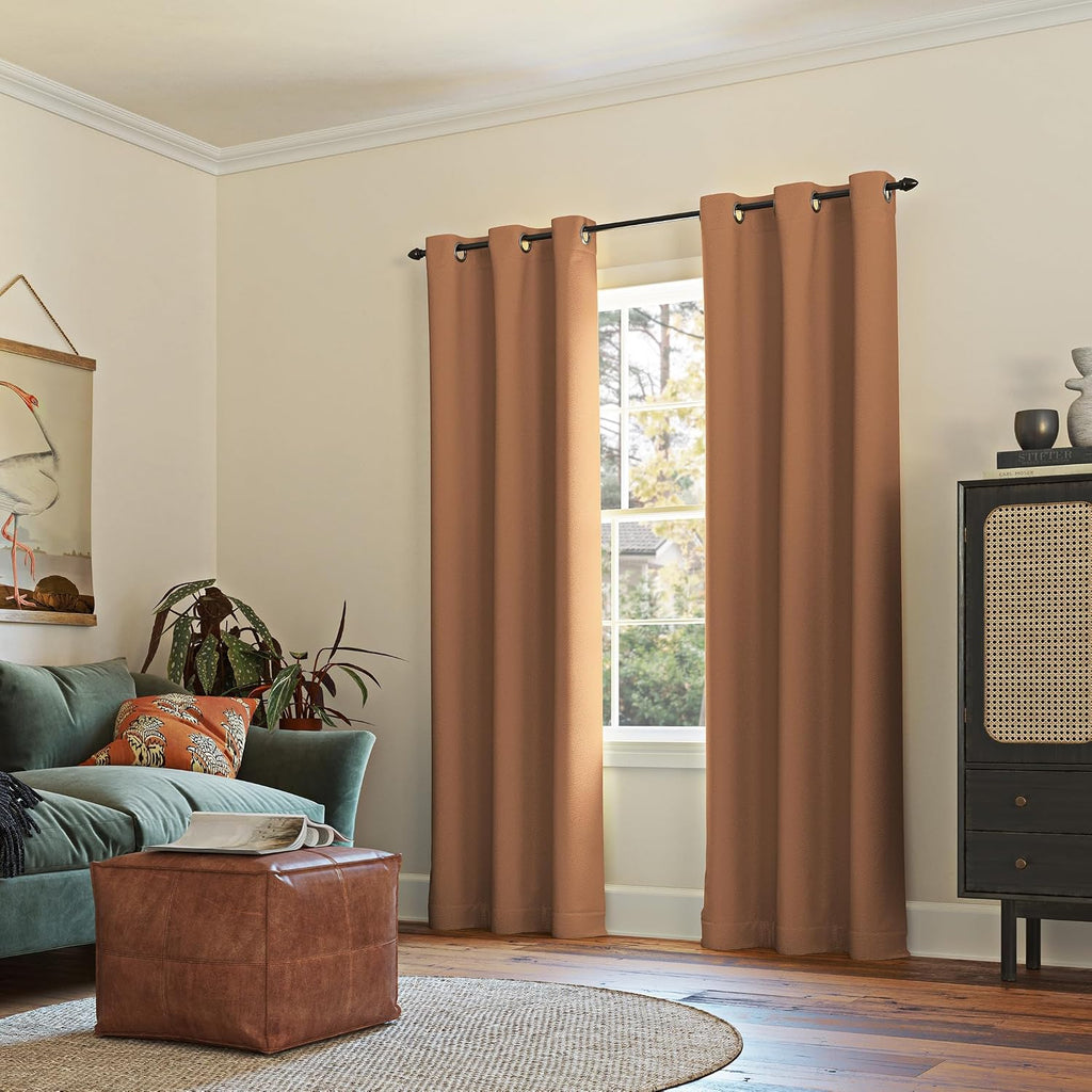 Sun Zero Easton Energy Saving Blackout Grommet Curtain Panel, Sunbaked Brown, 40" W x 84" L (1 Panel)