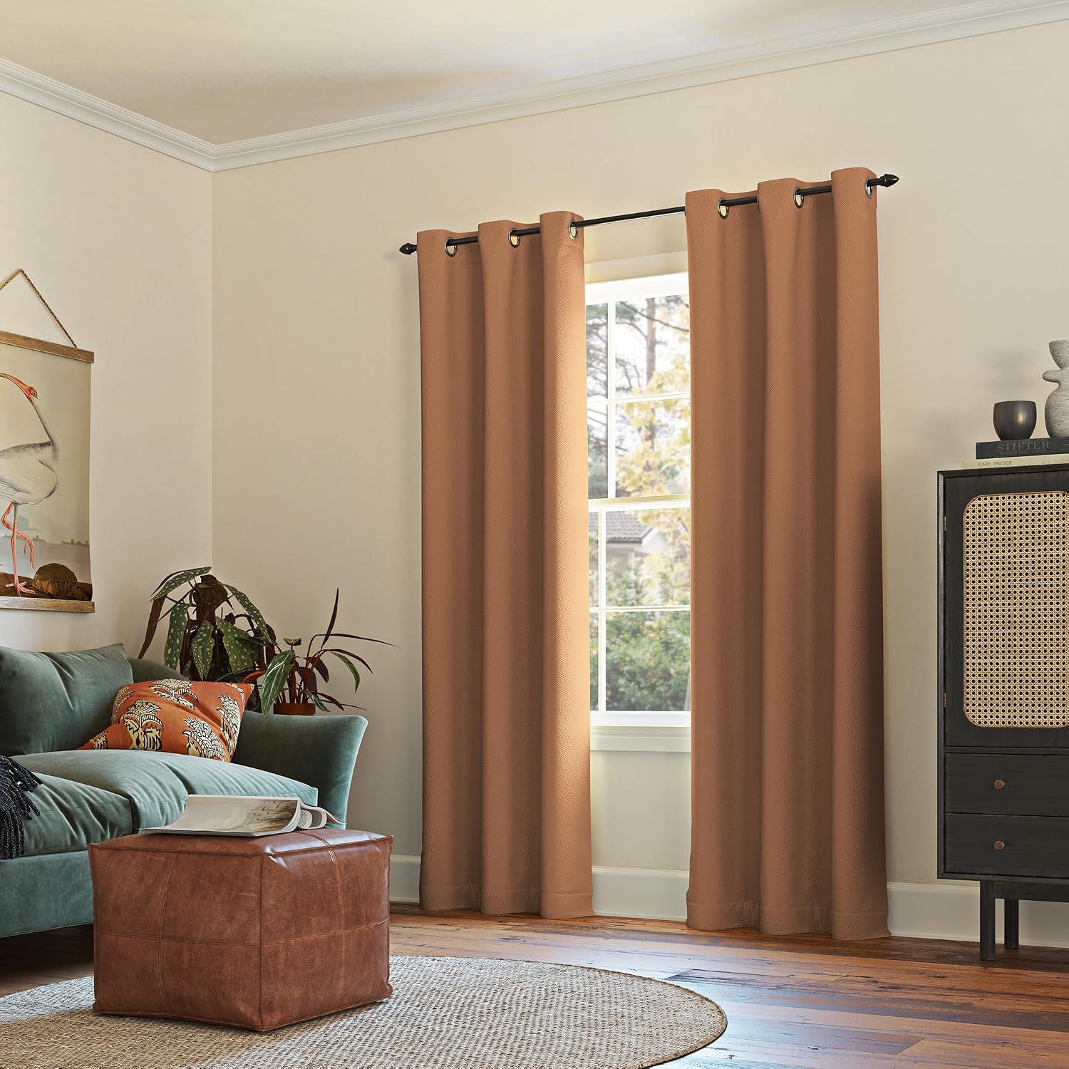 Sun Zero Easton Energy Saving Blackout Grommet Curtain Panel, Sunbaked Brown, 40" W x 95" L (1 Panel)