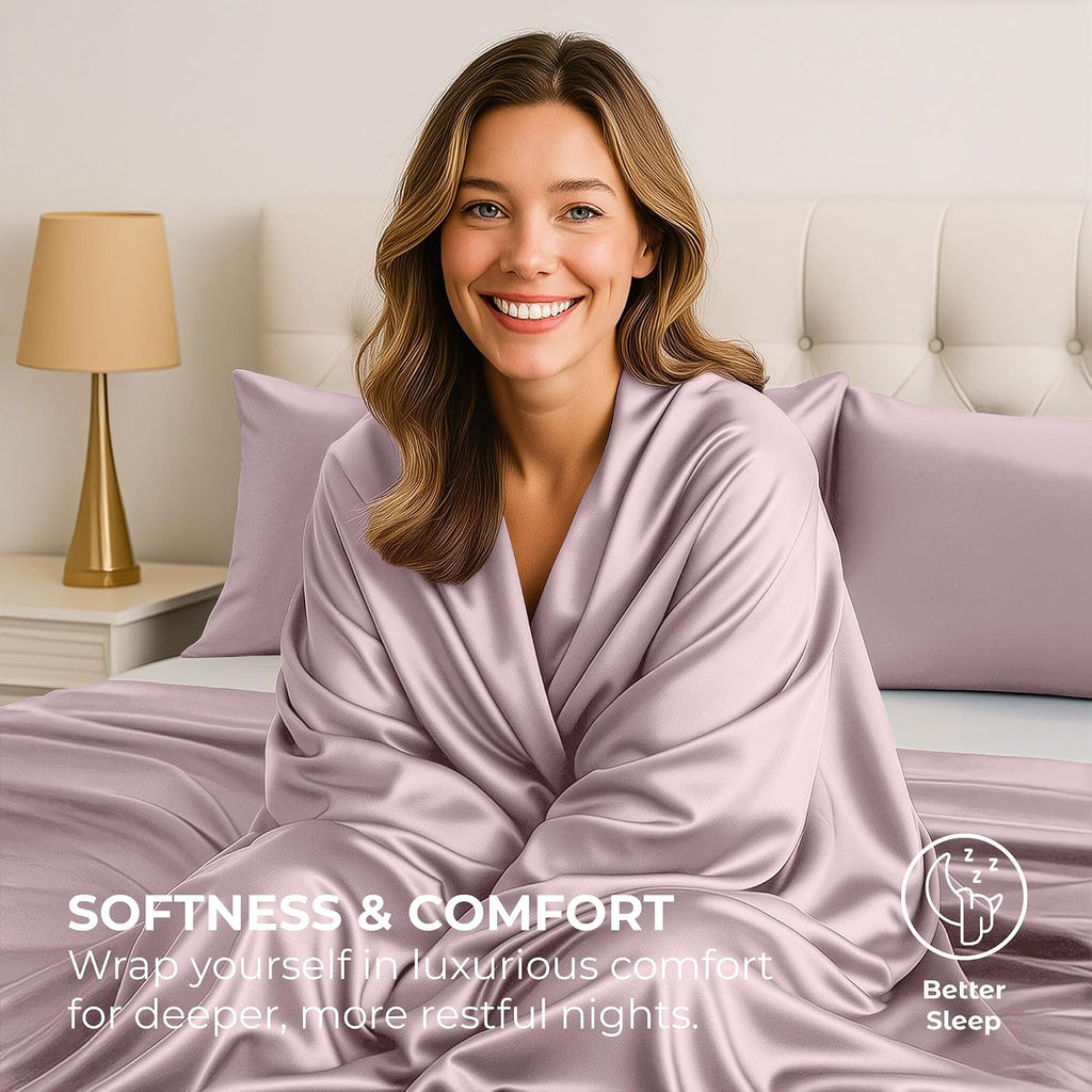 PureBedding Pure Bedding Satin Sheets Twin [3-Piece, Champagne Pink] Hotel Luxury Silky Bed Sheets - Extra Soft 1800 Microfiber Sheet Set,…
