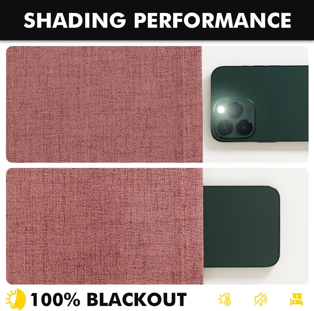 Miulee 100% Blackout Linen Curtains for Bedroom, Dusty Rose Solid Luxury Decor Thermal Insulation Room Darkening Drapes for Living Room Nur…