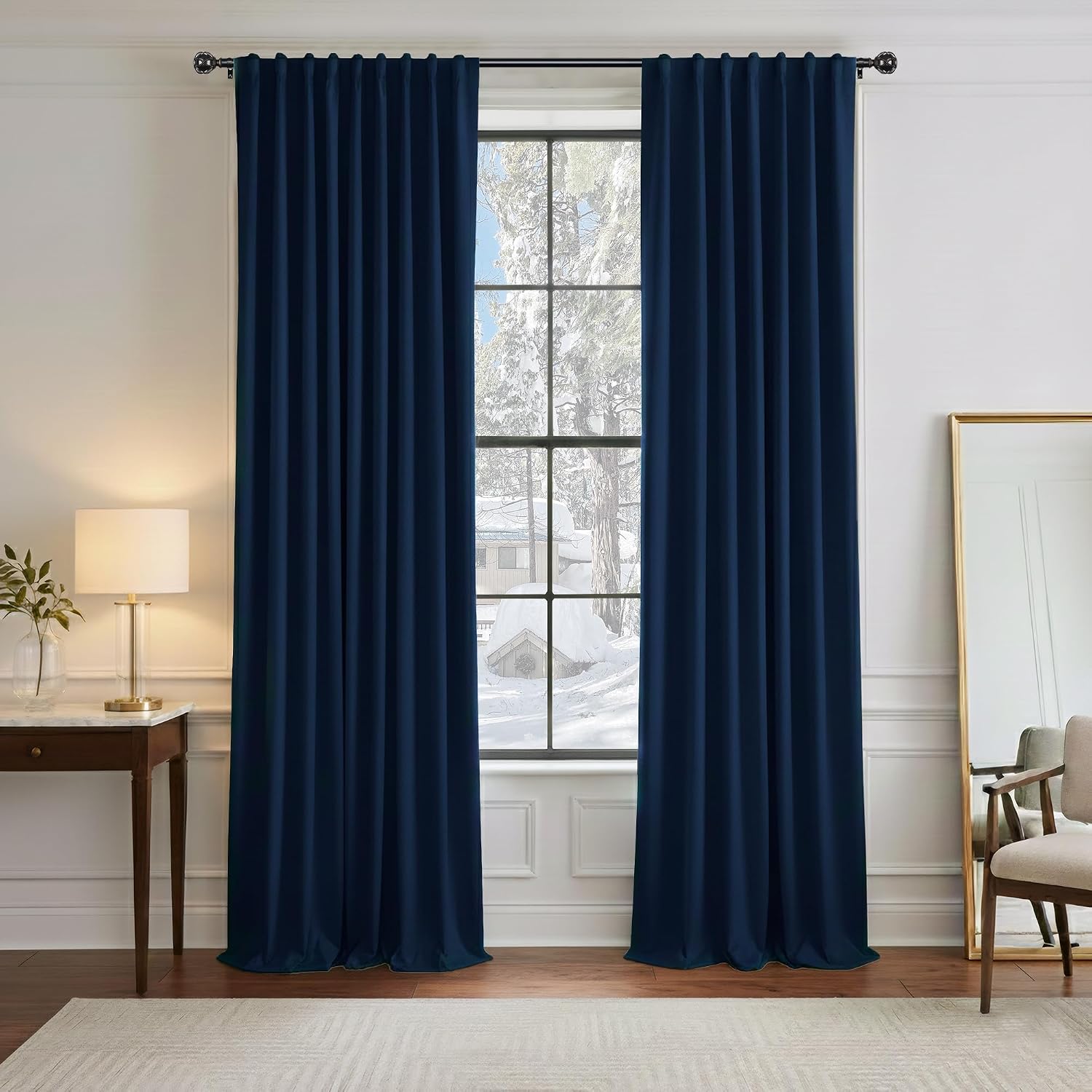 Ponydance PONY DANCE Blue Black Out Curtains 84 inches - Thermal Insulated Privacy Rod Pocket Curtain Drapes for Kitchen Home Decoration, 5…