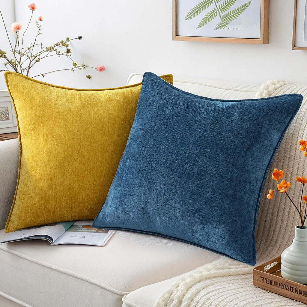 decorUhome Summer Couch Throw Pillow Covers 18x18 Set of 2, Decorative Soft Velvet Modern Cozy Chenille Pillow Cases with Elegant Design fo…