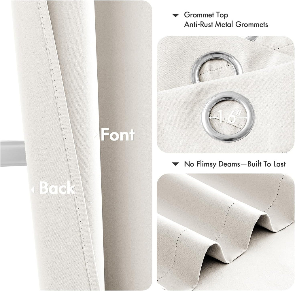 Miulee Blackout Curtains for Bedroom Living Room 2 Panels, Thermal Insulated Room Darkening Drapes Grommet Noise Reducing Light Blocking Wi…