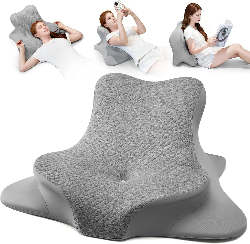 YRuiSofut Reading Pillow for Bed, Leaning, Lying and Prone, Ergonomic Memory Foam Bed Wedge Pillow for Headboard, Floor Cushions, Ch…