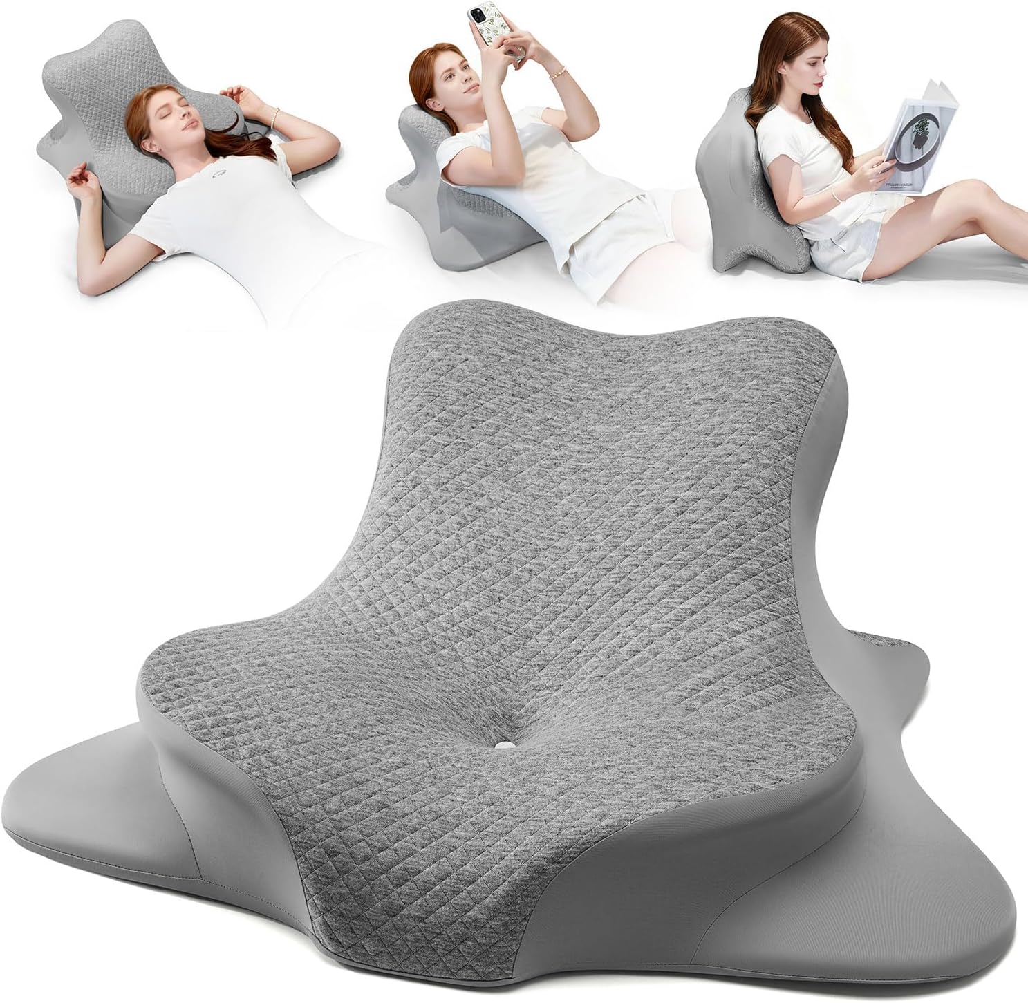 YRuiSofut Reading Pillow for Bed, Leaning, Lying and Prone, Ergonomic Memory Foam Bed Wedge Pillow for Headboard, Floor Cushions, Ch…