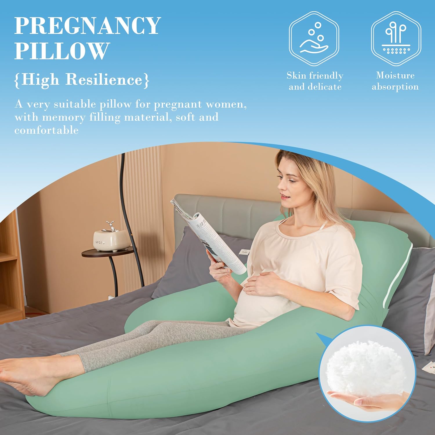 Cute Castle Cooling Cover Pregnancy Pillows, Soft U-Shape Maternity Pillow with Removable Cover - Full Body Pillows for Adults Sleeping…