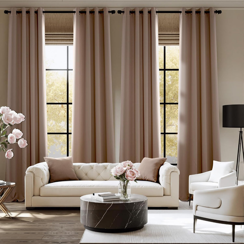 Nicetown Room Darkening Draperies Curtains Panels, 2 Panels Cappuccino W52 x L108 silver