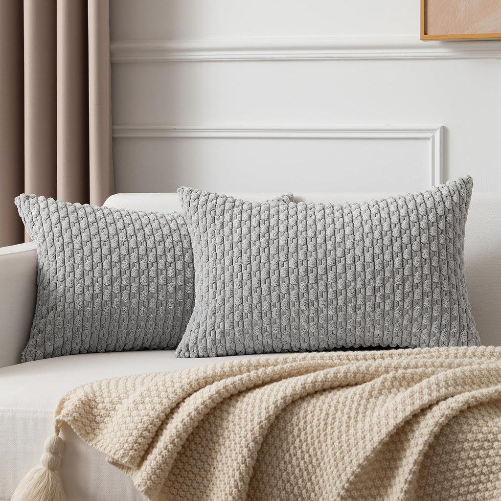 KevinTextile Kevin Textile 14x24 Inch Pillow Cover 1 Pack Boho Decorative Soft Striped Corduroy Lumbar Farmhouse Solid Color Accent Rectang…