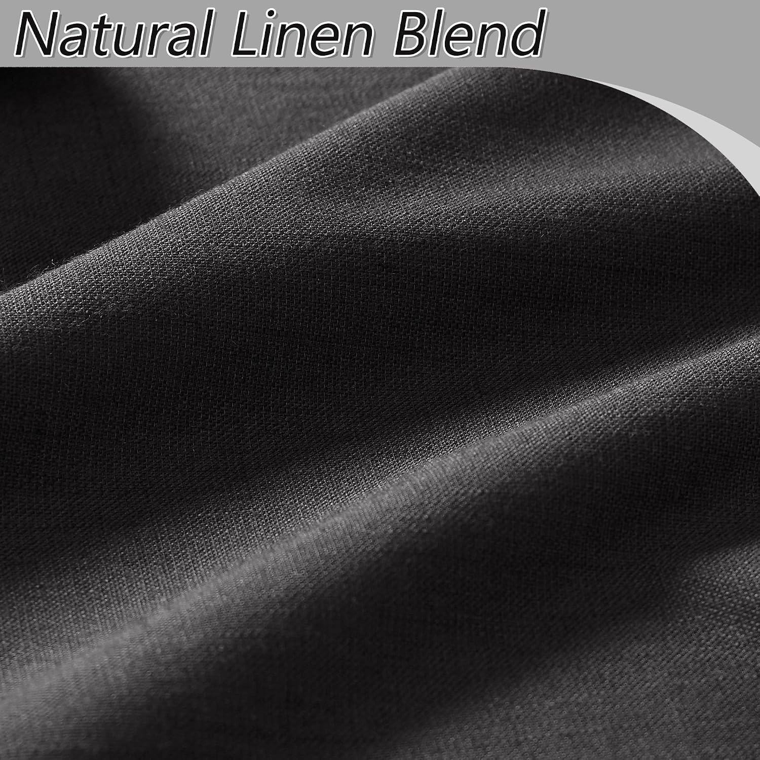 Guken Black 100% Blackout Linen Curtains 63 Inch Length 2 Panels Set for Living Room Bedroom Back Tab Thermal Insulated Black Out Drapes Ro…