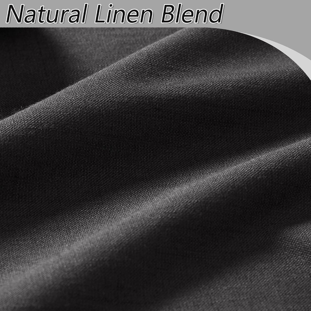 Guken Black 100% Blackout Linen Curtains 102 Inch Length 2 Panels Set for Living Room Bedroom Back Tab Thermal Insulated Black Out Drapes R…