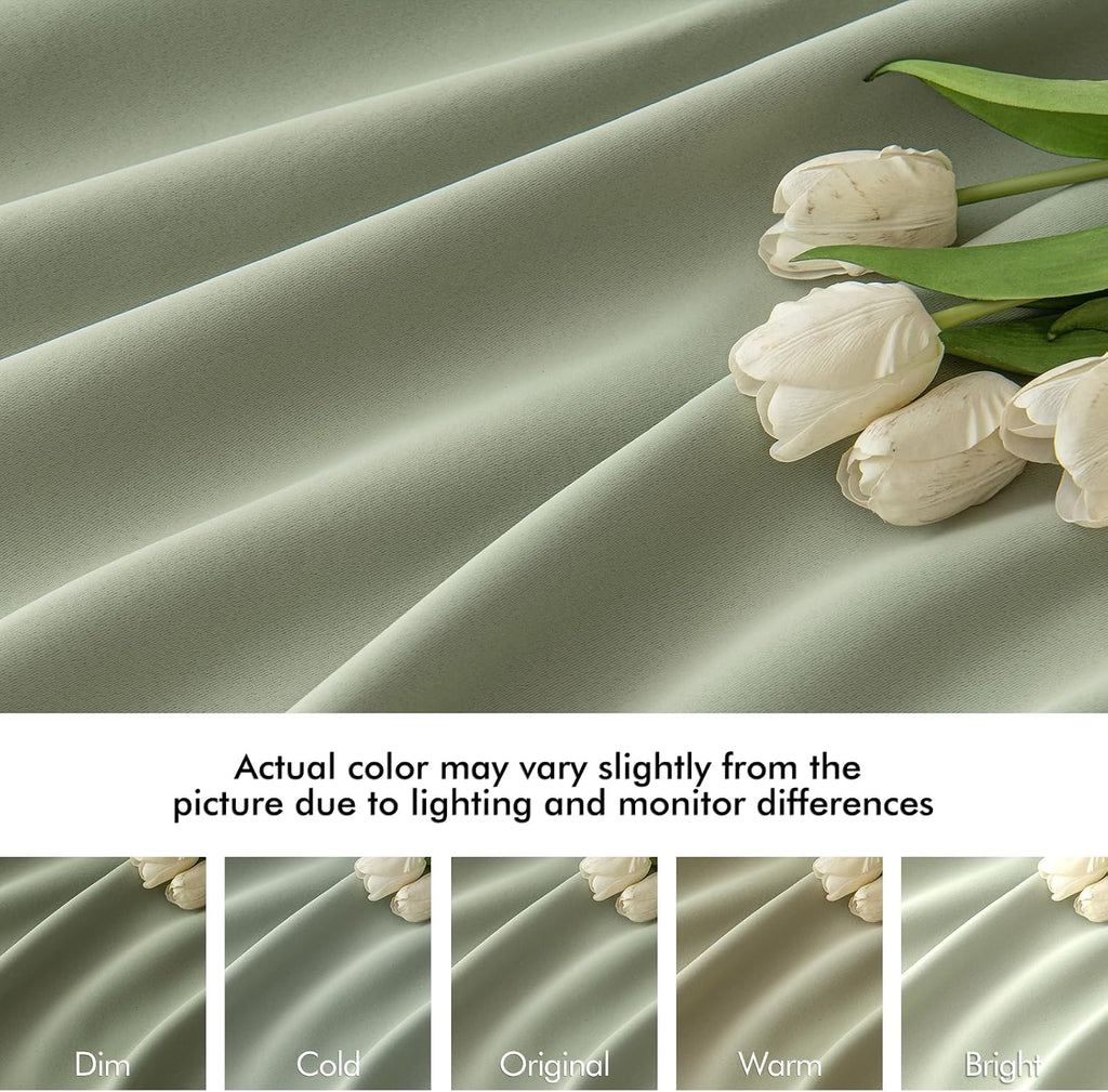 Miulee Sage Green Back Tab Blackout Curtains 63 Inch Length 2 Panels Set for Living Room Bedroom Privacy, Rod Pocket/Pinch Pleat Thermal In…