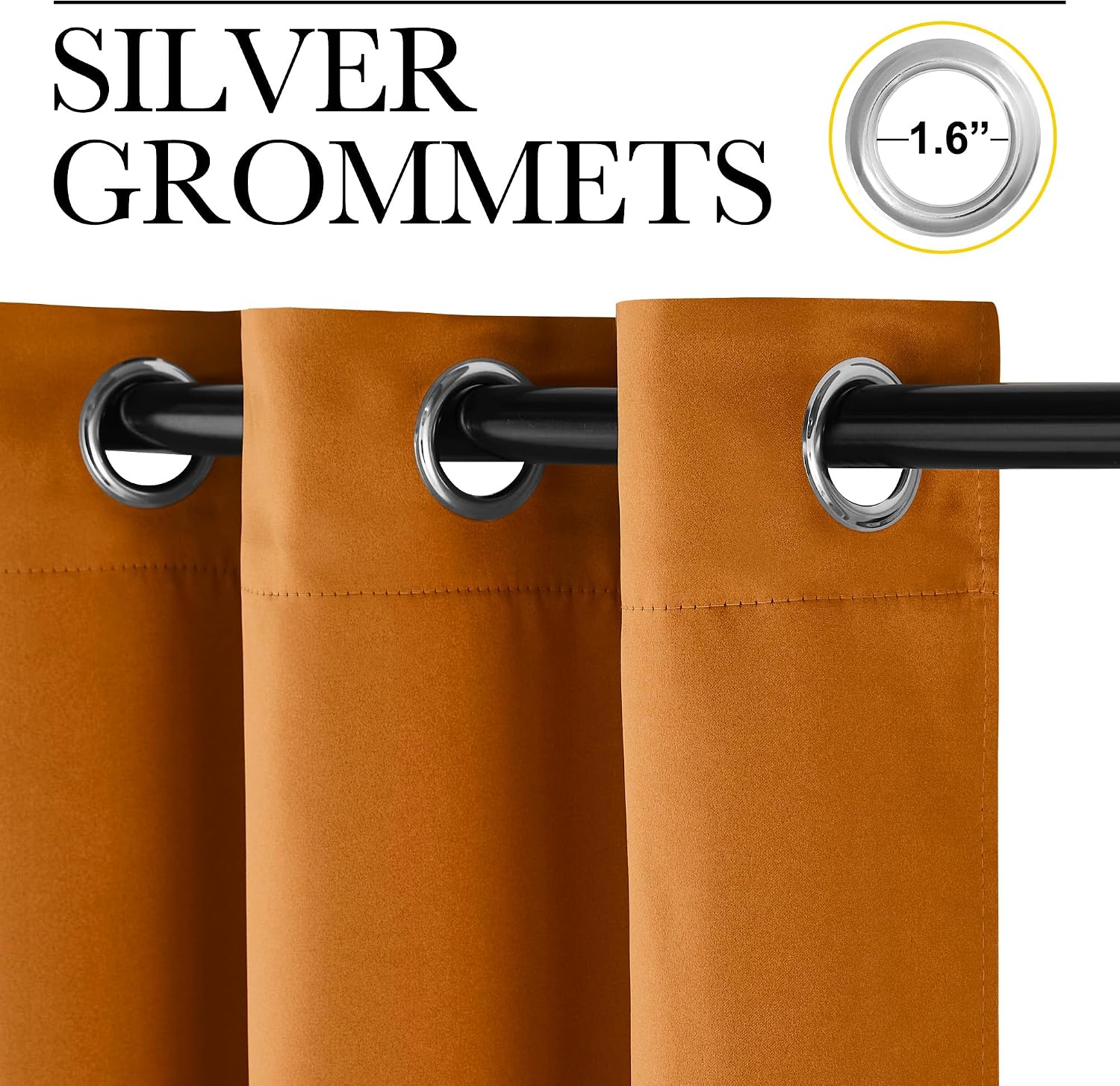 NICETOWN Room Darkening Cafe Satin Curtains for Small Windows, 42" Wide by 84" Long, 2 Panels, Orange, Grommet Privacy Faux Silk Blackout…