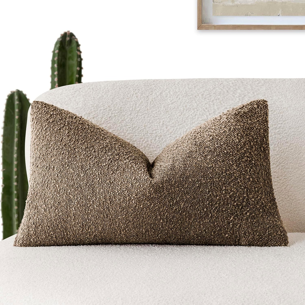 Foindtower Decorative Textured Boucle Throw Pillow Covers Accent Solid Lumbar Pillow Cases Neutral Soft Cozy Couch Cushion Case for Chair…