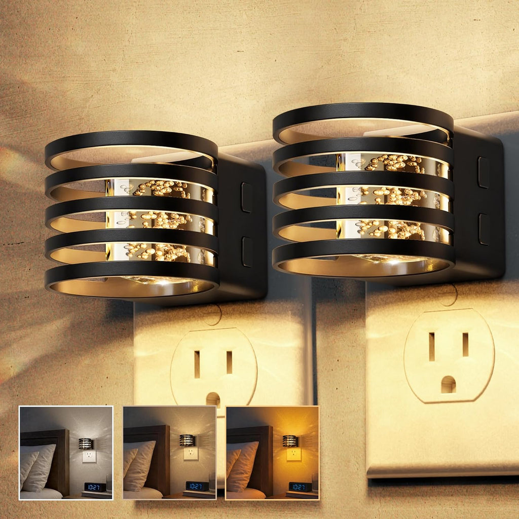 L LOHAS LED Night Lights Plug into Wall, 2 Pack 3CCT Night Light with Dusk to Dawn Sensor, Amber/3000K/5000K Color Changing Night-Lights…