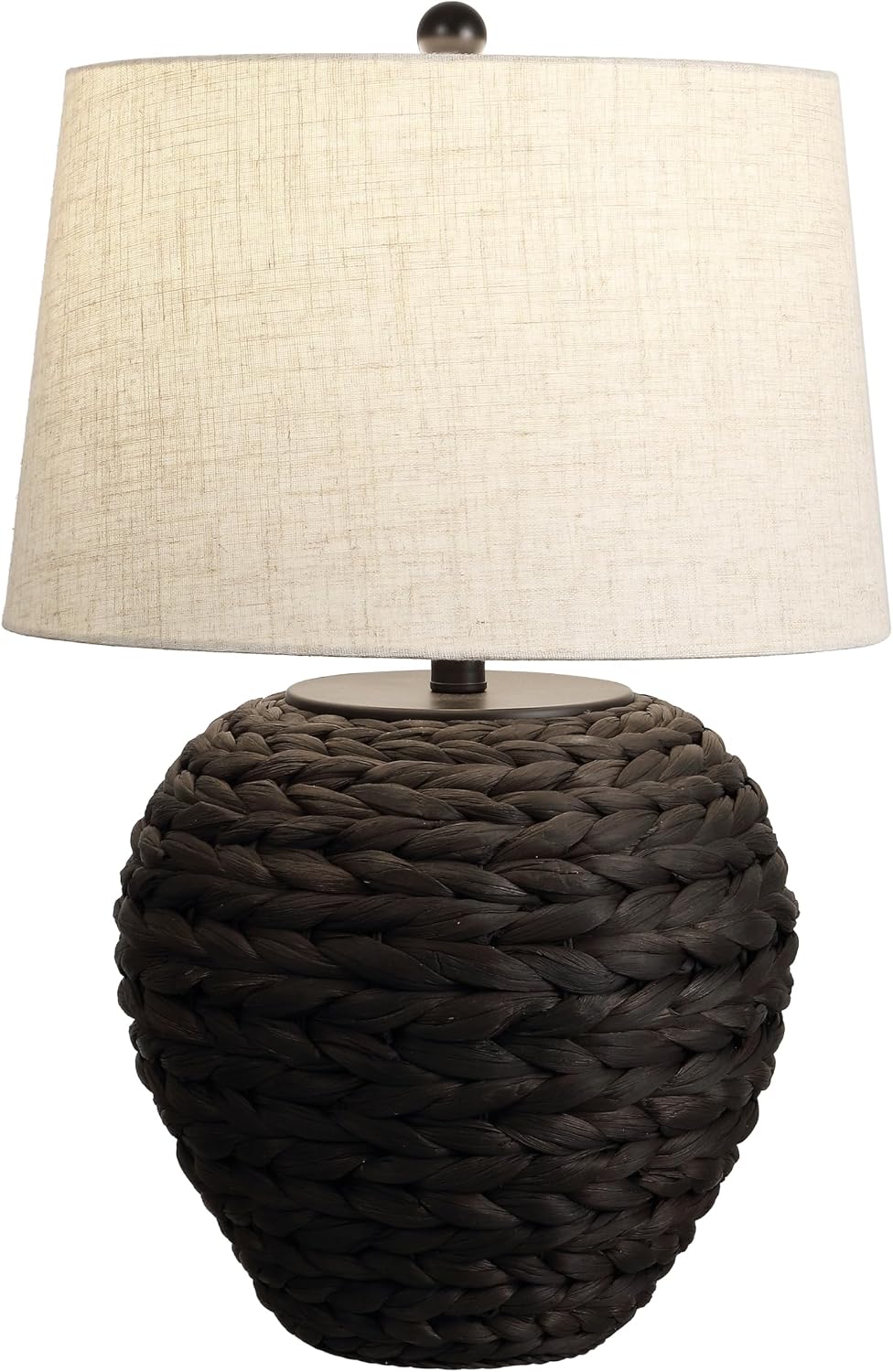 Jonathany JONATHAN Y 24.5" Black Water Hyacinth Farmhouse Basket Table Lamp, Coastal Decor for Living Room Bedroom Nightstand, Light Gray L…