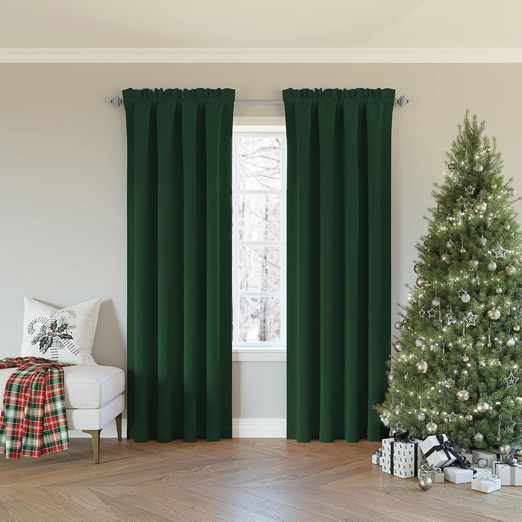 Sun Zero Oslo Theater Grade Extreme 100% Blackout Rod Pocket Curtain Panel, 52" x 84", Evergreen