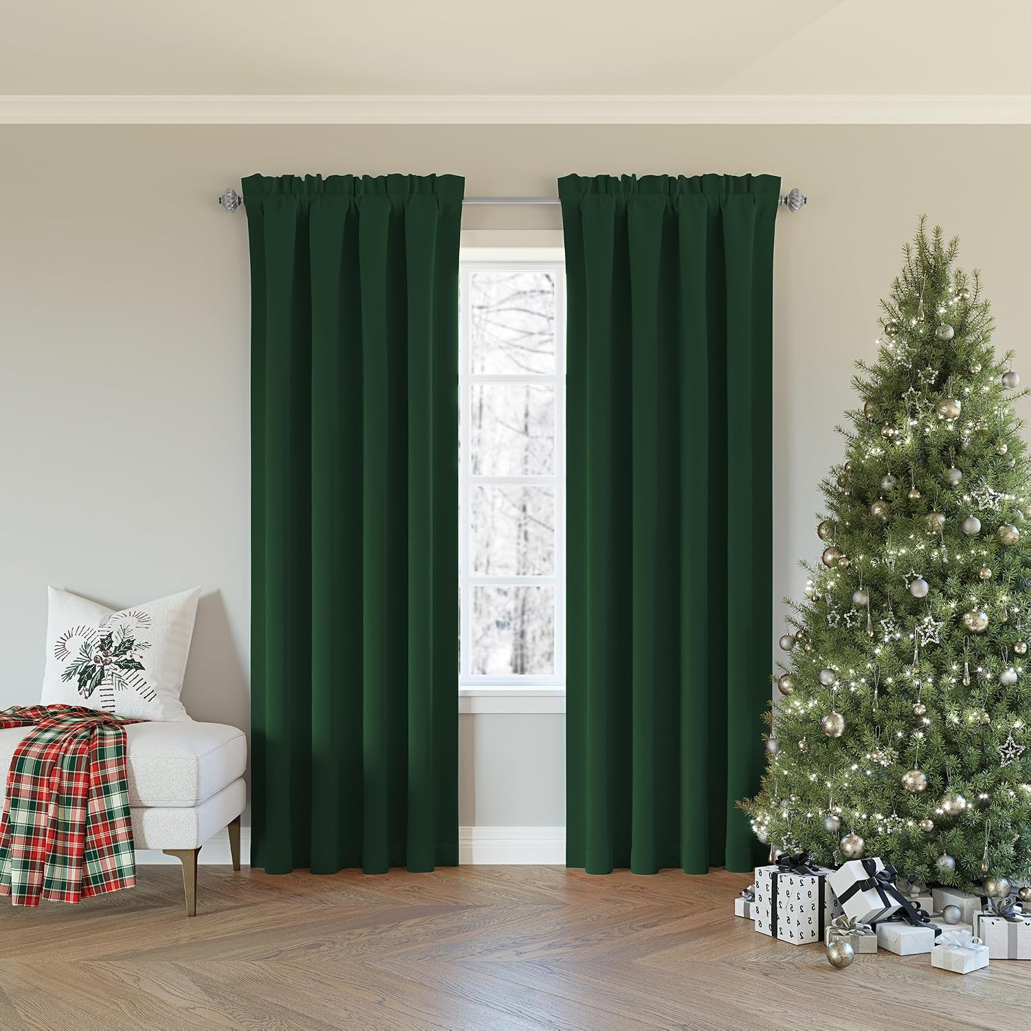 Sun Zero Oslo Theater Grade Extreme 100% Blackout Rod Pocket Curtain Panel, 52" x 84", Evergreen