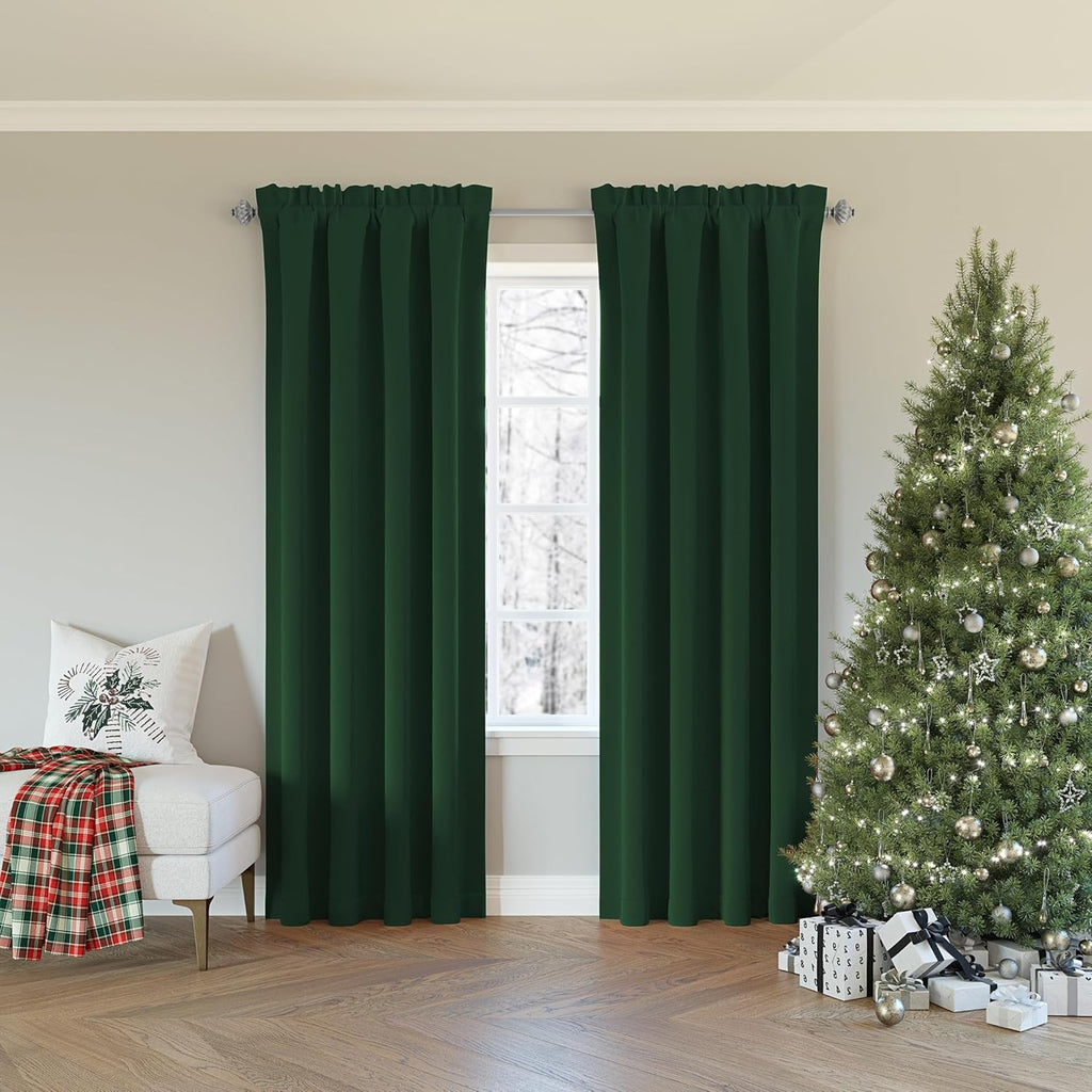 Sun Zero Oslo Theater Grade Extreme 100% Blackout Rod Pocket Curtain Panel, 52" x 63", Evergreen