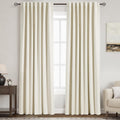 Nanspring Warm Beige 100% Blackout Linen Curtains 84 Inch Length 2 Panels Set for Bedroom Back Tab Modern Farmhouse Decor Black Out Curtain…