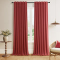 Guken Red 100% Blackout Linen Curtains 102 Inch Length 2 Panels Set for Living Room Bedroom Back Tab Thermal Insulated Black Out Drapes Roo…