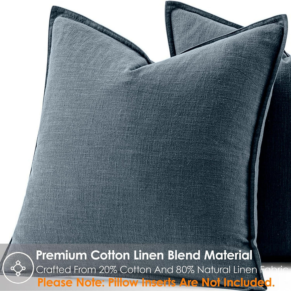 Symplora Cotton Linen Throw Pillow Covers Set of 2, Breathable Non Pilling Decorative Pillow Covers, Machine Washable Cushion Case for…