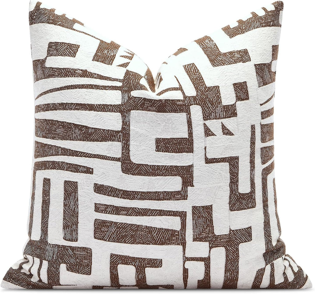 Throw Pillow Cover 20x20, Double Sided Geometric High Density Jacquard Pillow Covers for Sofa, Bed, Rattan Chair, Bedroom, Living…