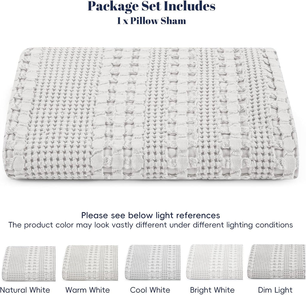 Phf 100% Cotton Waffle Body Pillowcase with Zipper, 1 Pack 20" x 54" Soft Skin-Friendly Pillow Sham, No Filling, Aesthetic Woven and Breath…