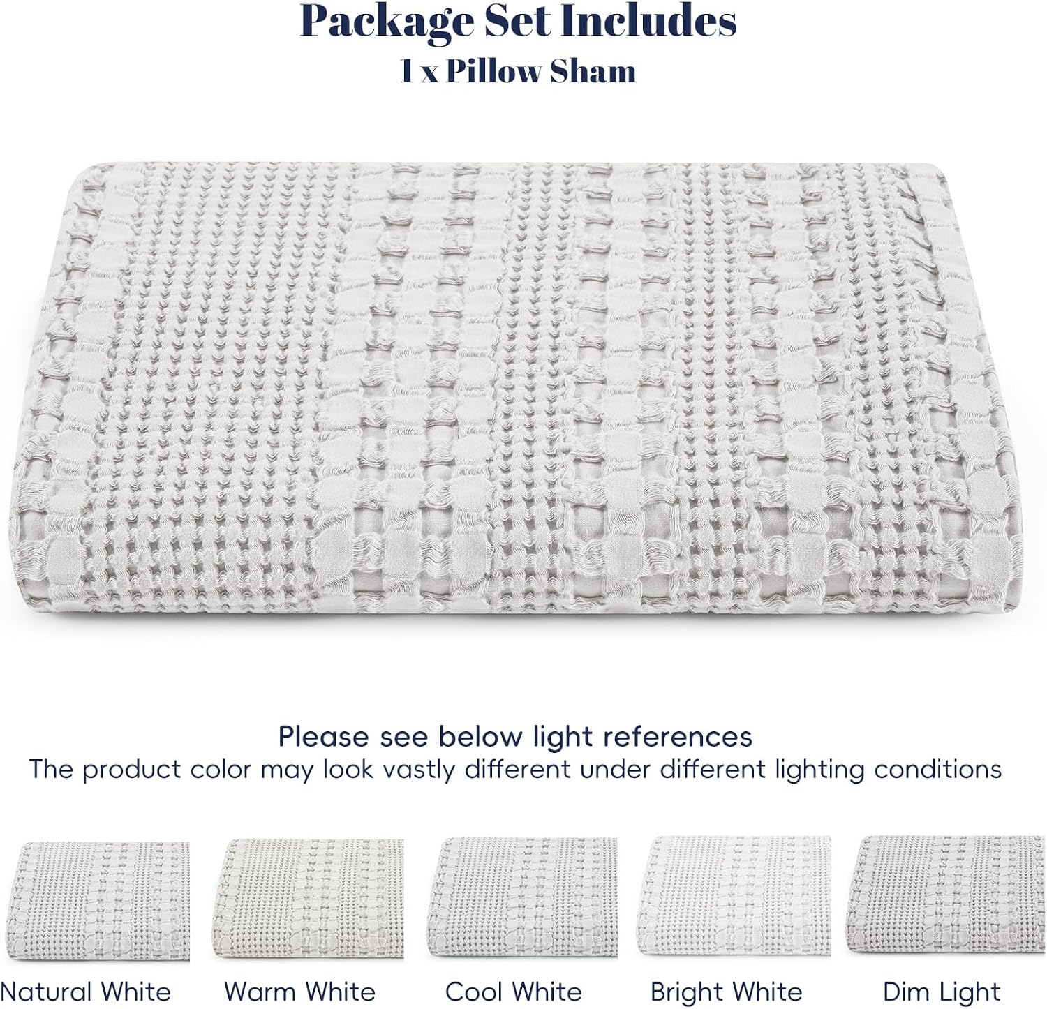 Phf 100% Cotton Waffle Body Pillowcase with Zipper, 1 Pack 20" x 54" Soft Skin-Friendly Pillow Sham, No Filling, Aesthetic Woven and Breath…