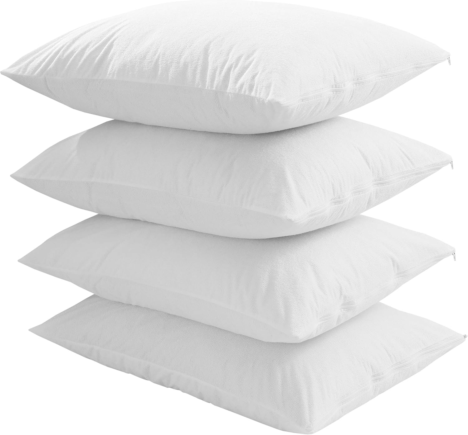 NiagaraSleepSolution Niagara Waterproof Pillow Protectors Queen 4 Pack Cotton Terry 100% Waterproof Cooling Zippered Cotton White T Pillow…