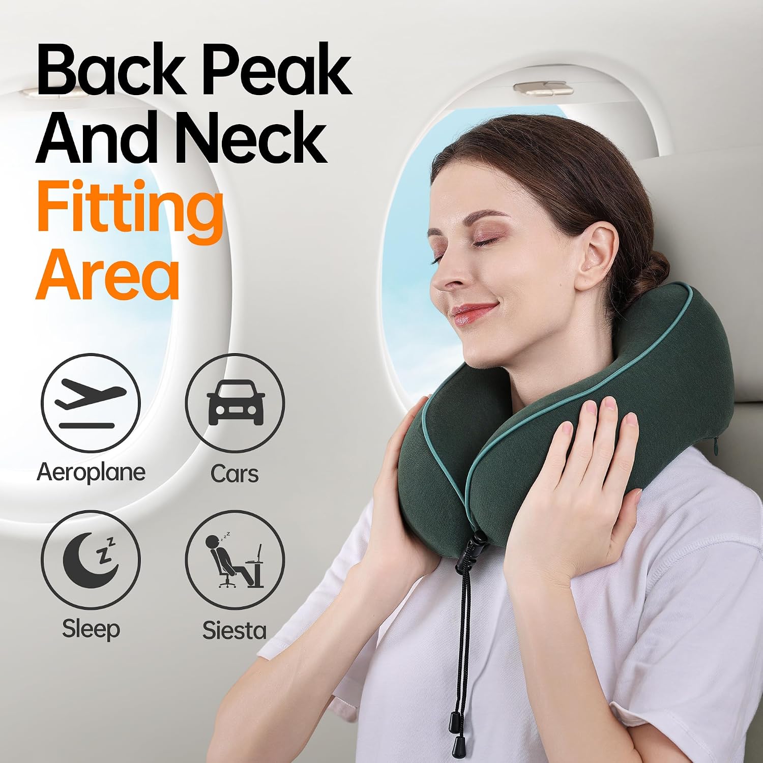 MANXUEKAI Travel Neck Pillow 100% Pure Memory Foam Travel Pillow for Sleeping on Airplane, Car, Train, Bus, Office and Home Use, Washable…