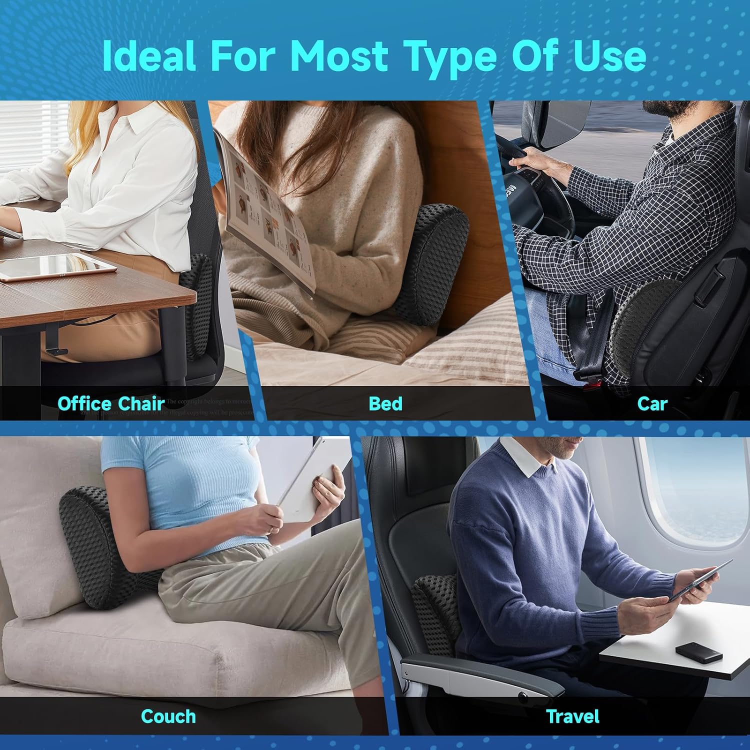 Niceedaybrand Lumbar Support Pillow for Office Chair Car Lumbar Pillow, Memory Foam Back Cushion with Breathable 3D Mesh Lumbar Support Orth…