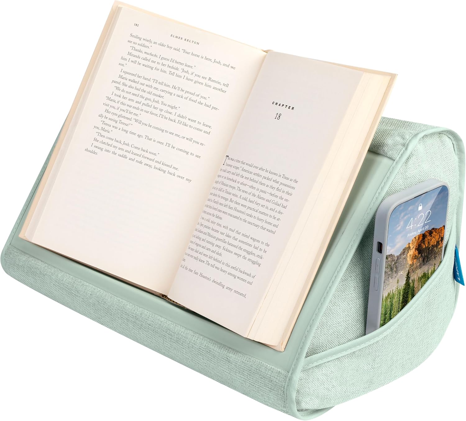 LAPGEAR Book Pillow – Lap Reading Cushion with Built-in Book Stand – Fits 6x9 Books & Similar Sizes – Sage Green – Style No. 33201