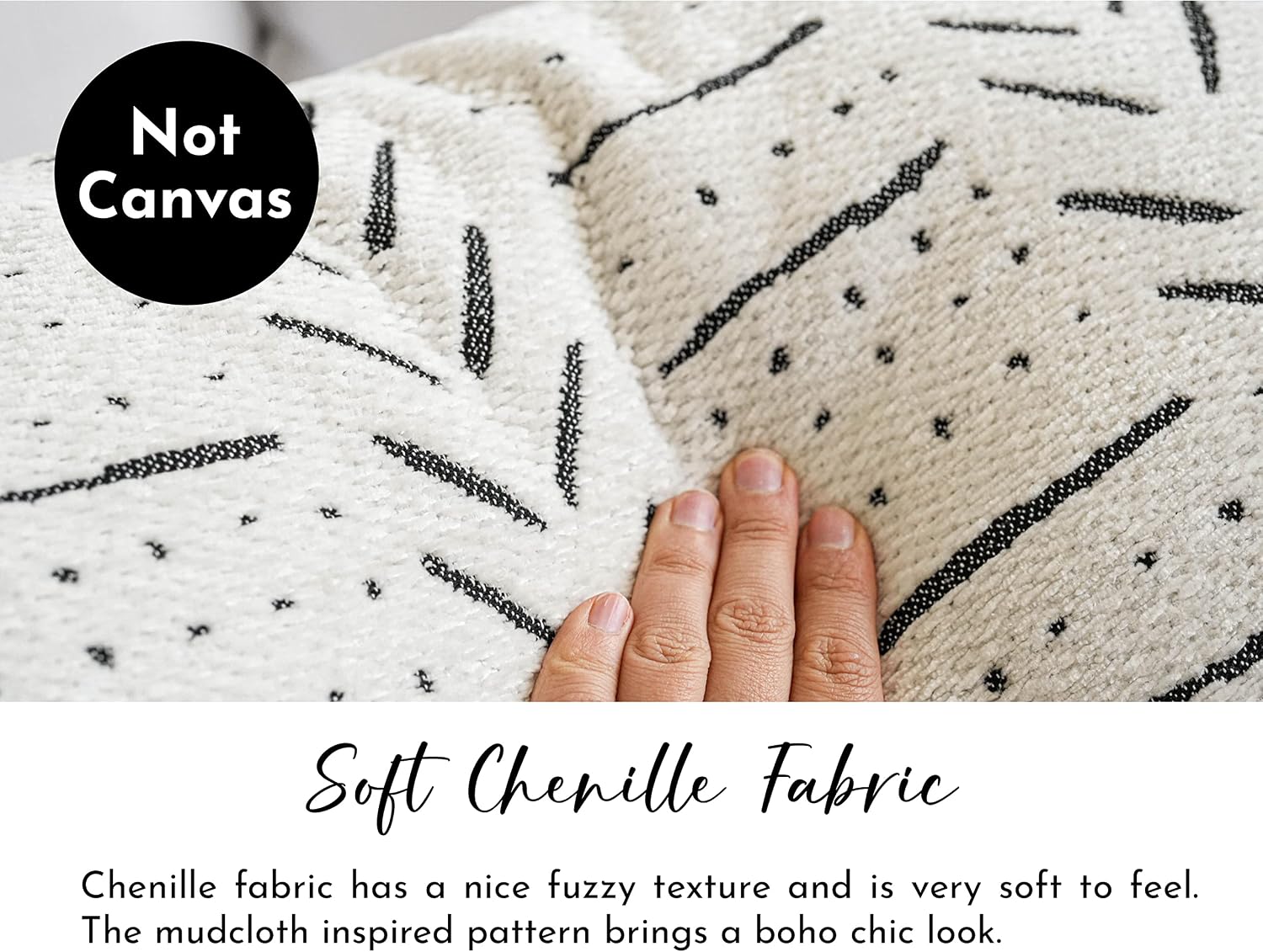 BlissBlush White Soft Chenille Boho Body Pillow Cover 20x54, Decorative Oversized Long Lumbar Pillow, Boho Textured Oversize Body Pillow…