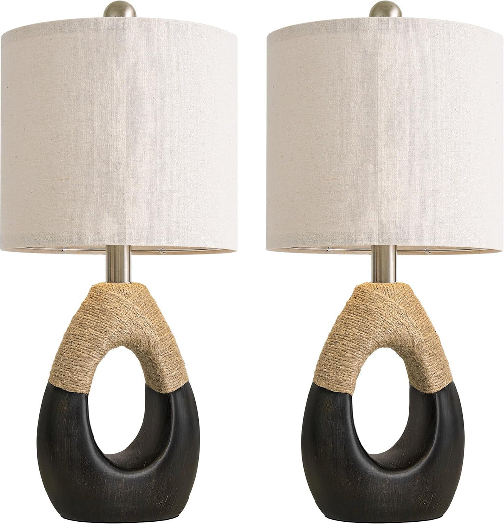 OYEARS 19" Table Lamps Set of 2, Bedside Lamps for Bedroom, Boho Lamps for Living Room, Rustic Lamps for Office, Vintage Design…