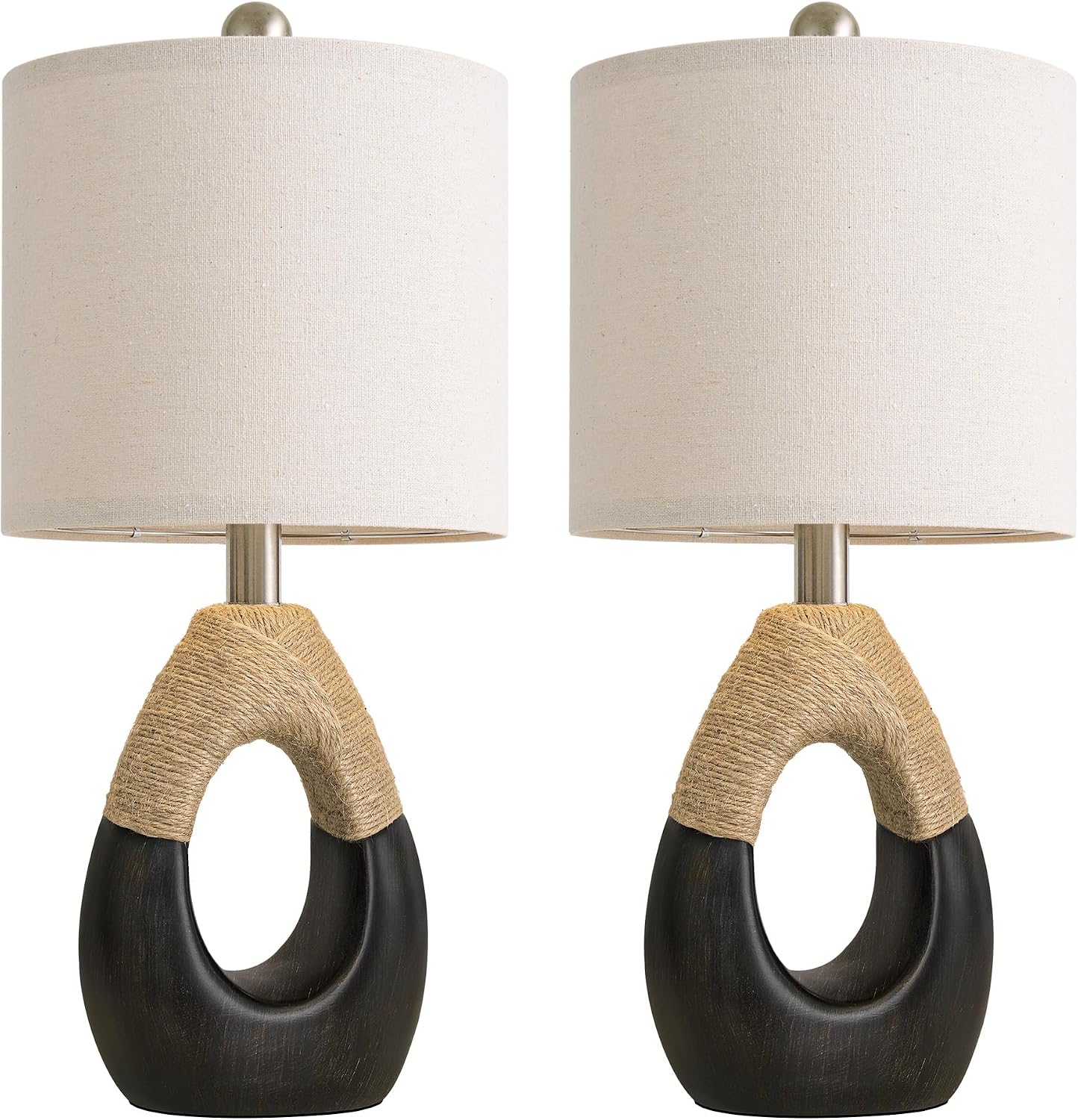 OYEARS 19" Table Lamps Set of 2, Bedside Lamps for Bedroom, Boho Lamps for Living Room, Rustic Lamps for Office, Vintage Design…