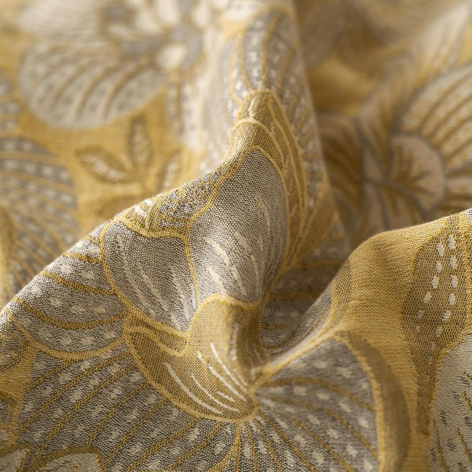 mixinni Duvet Cover King, Cotton Double-Layer Yarn Golden Floral Jacquard Reversible Grey Comforter Cover with Edge Design, Farmhouse Beddi…