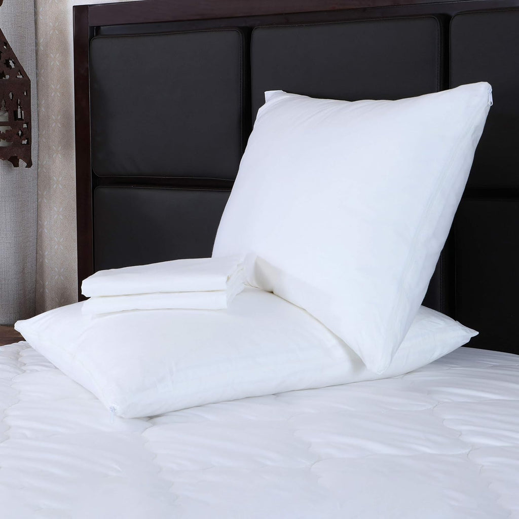 Right Choice Bedding Cotton Pillow Protectors with Zipper. Zip Up Pillowcase King Size 20x36 (Set of 2) Cotton White