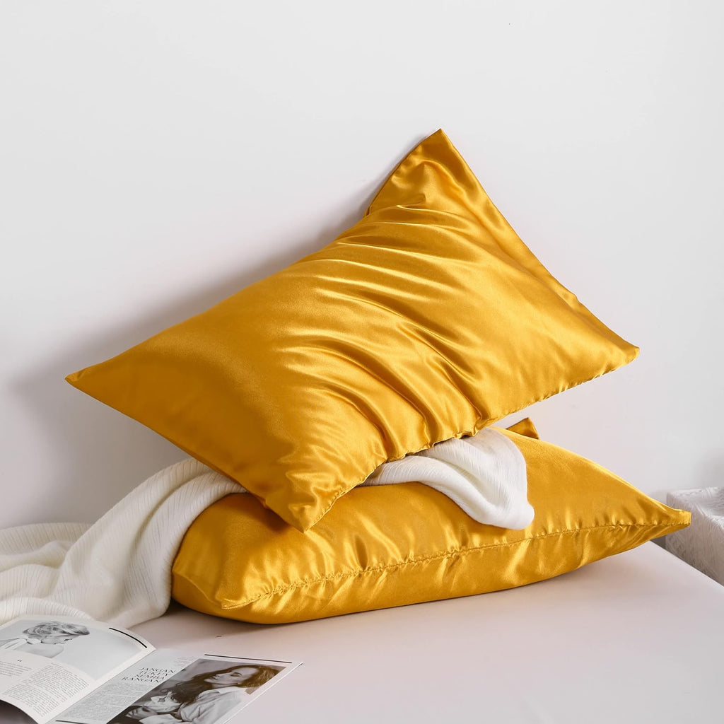 Ntbay 12 Pack Satin King Pillowcases for Hair and Skin, Luxurious and Silky Pillow Cases with Envelope Closure, 20 x 36 Inches, Golden Brow…