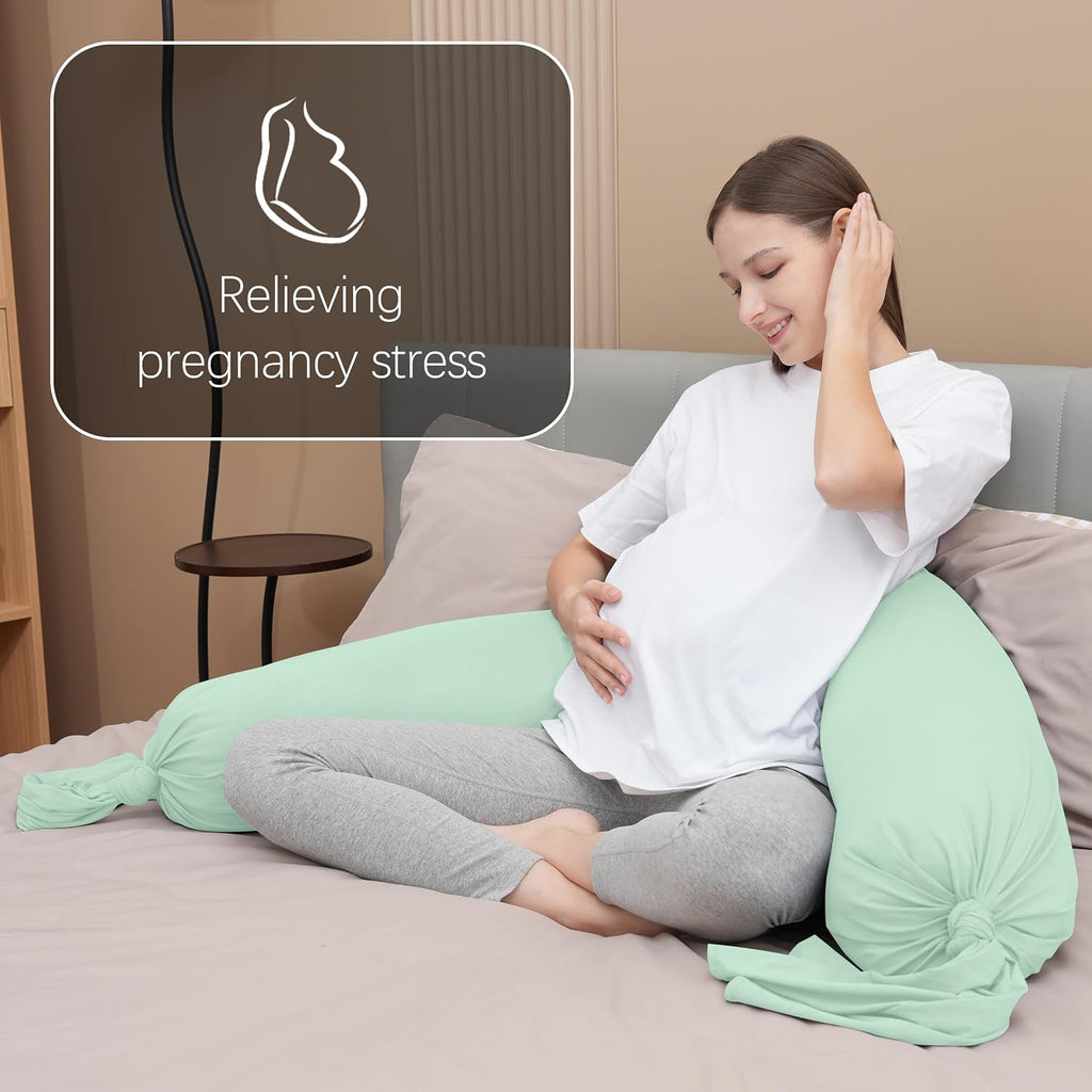 Moonpark MOON PARK Pregnancy Pillow - Incredibly Smooth and Soft Cooling Cover I Shaped Full Body Maternity Pillow with Removable Cover - S…