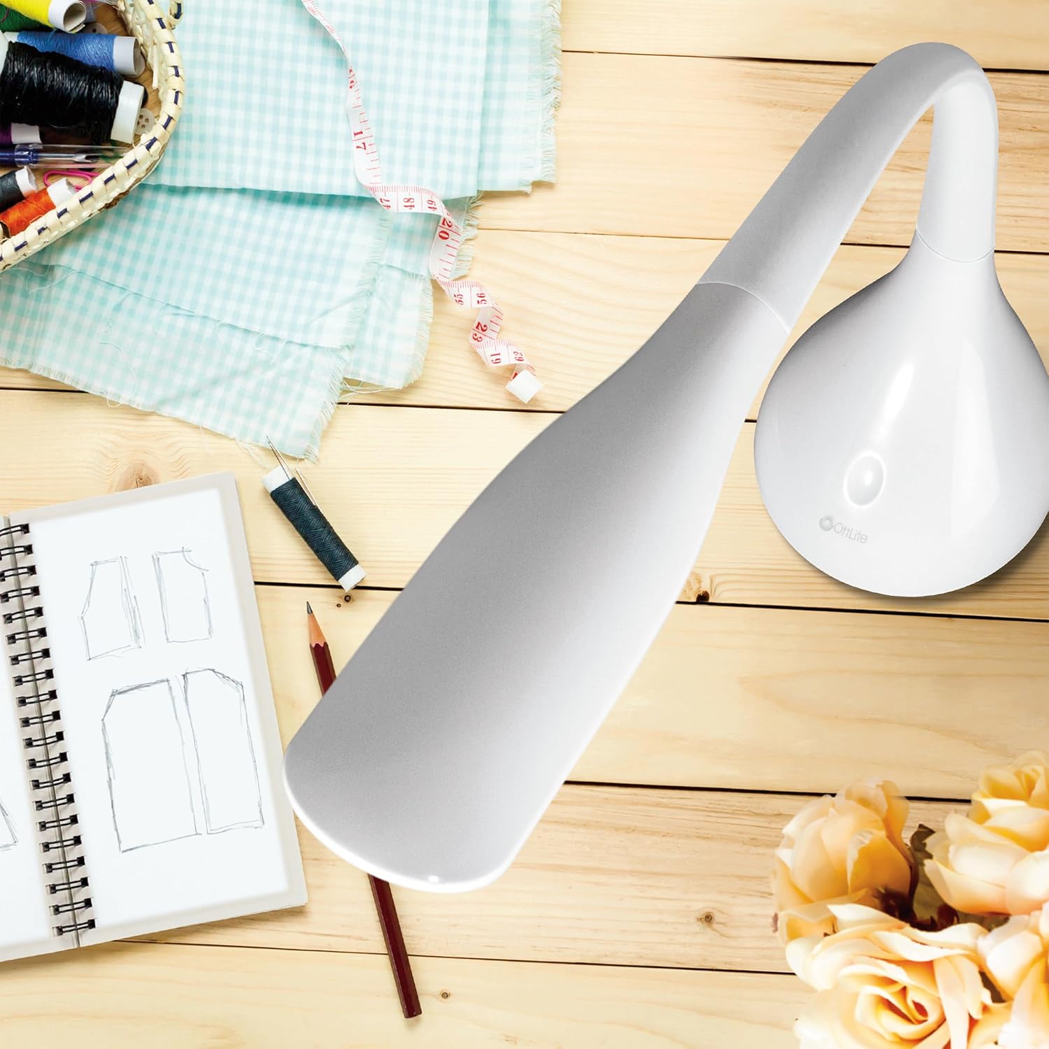 Ottlite Creative Curves LED Desk Lamp with Adjustable Neck - Dimmable with 4 Brightness Settings & Energy Efficient Natural Daylight LEDs f…