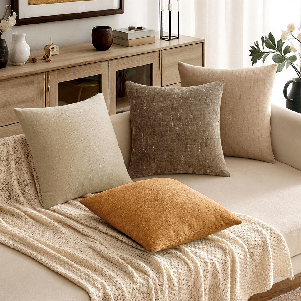 MIULEE Pack of 2 Decorative Throw Pillow Covers Soft Chenille Throw Pillows Solid Textured Cushion Covers Home Decor for Couch Sofa…