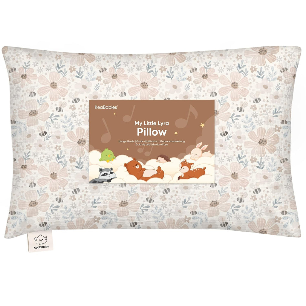 KeaBabies Toddler Pillow with Pillowcase – 13x18 Soft, Breathable Organic Cotton Muslin Kids Pillow for Sleeping, Travel, Preschool Nap…